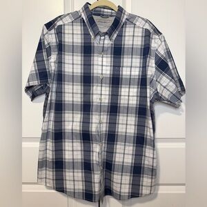 Eddie Bauer Navy and White Checkered Shirt